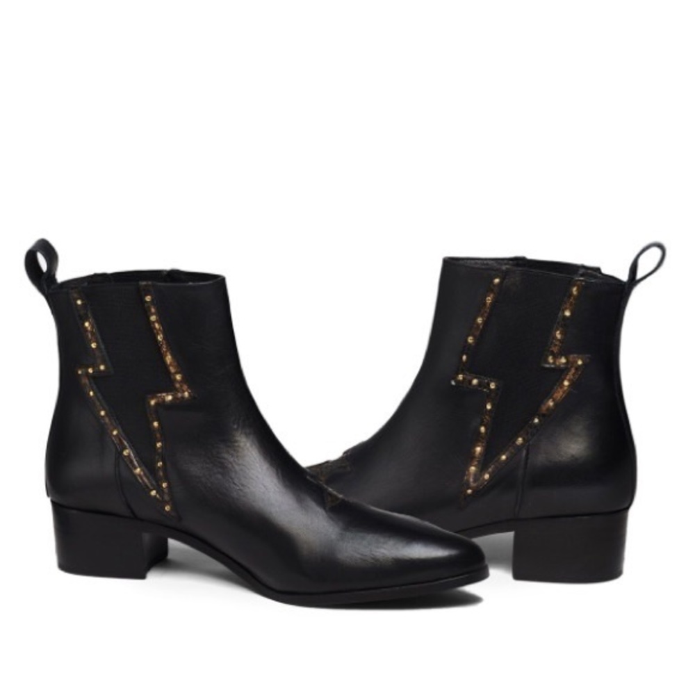 Modern Vice Black & Gold Bolt Boots sz. 7.5